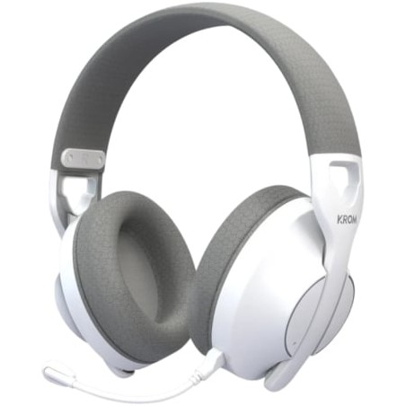 Auriculares Gaming Inalámbricos con Micrófono Krom Phase- Bluetooth- Jack 3-5- USB 2-0- Blancos