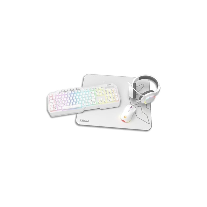 Krom Kenta 4 in 1 RGB Gaming Kit, Blanco