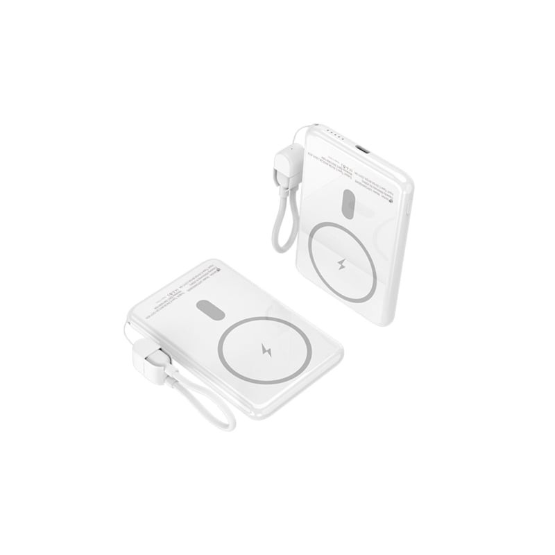 Powerbank 5000mAh Leotec LEPOWW20W5W- 20W- Wireless- Blanca- Incluye Cable USB Tipo-C