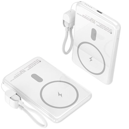 Powerbank 5000mAh Leotec LEPOWW20W5W- 20W- Wireless- Blanca- Incluye Cable USB Tipo-C