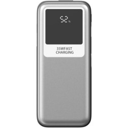 Powerbank 10000mAh Leotec LEPOW35W10S- 35W- Plata y Gris- Incluye Cable USB Tipo-C y Lightning