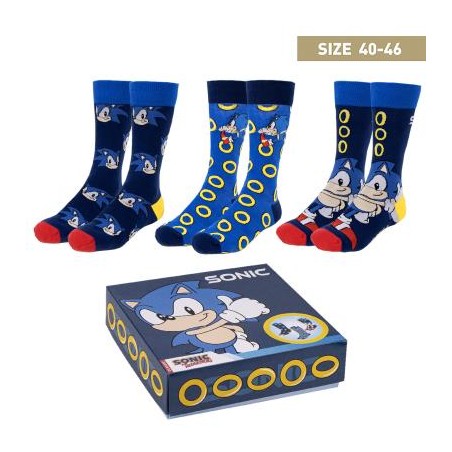 Pack calcetines 3 piezas sonic talla