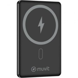 Powerbank 5000mAh Muvit For Change MCCHP0009- 20W- Wireless- Negra- Incluye Cable USB Tipo-C