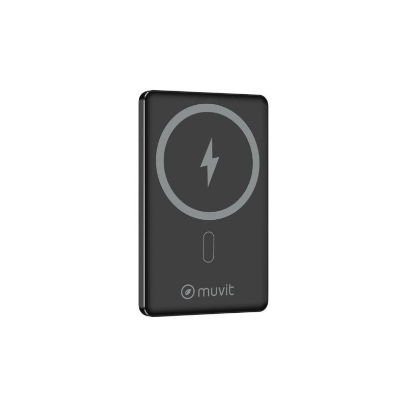 Powerbank 5000mAh Muvit For Change MCCHP0009- 20W- Wireless- Negra- Incluye Cable USB Tipo-C