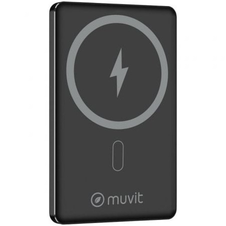 Powerbank 5000mAh Muvit For Change MCCHP0009- 20W- Wireless- Negra- Incluye Cable USB Tipo-C