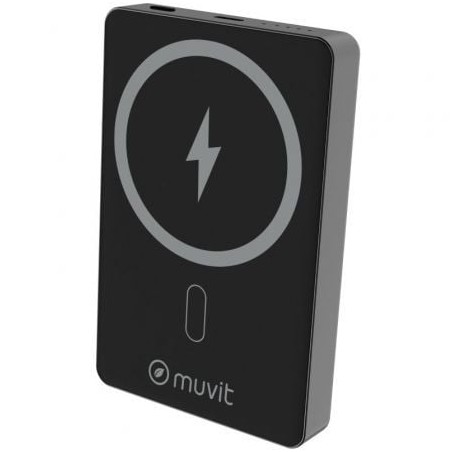 Powerbank 10000mAh Muvit For Change MCCHP0010- 20W- Wireless- Negra- Incluye Cable USB Tipo-C