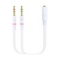 Cable Estéreo Nanocable 10-24-1203- Jack 3-5 Hembra - 2x Jack 3-5 Macho- 20cm- Blanco