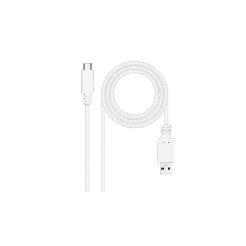 Cable USB 2-0 Nanocable 10-01-2101-W- USB Tipo-C Macho - USB Macho- 480Mbps- 1m- Blanco
