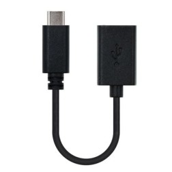 Cable USB 2-0 Tipo-C Nanocable 10-01-2400- USB Tipo-C Macho - USB Hembra- 480Mbps- 15cm- Negro