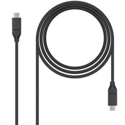 Cable USB 3-2 Tipo-C Nanocable 10-01-4101- USB Tipo-C Macho - USB Tipo-C Macho- hasta 100W- 1m- Negro