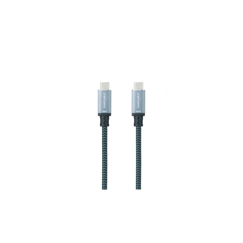 Cable USB 3-1 Tipo-C Nanocable 10-01-4102-COMB- USB Tipo-C Macho - USB Tipo-C Macho- Hasta 100W- 10Gbps- 2m- Gris y Negro