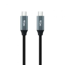 Cable USB 3-2 Tipo-C Nanocable 10-01-4301 5A 100W- USB Tipo-C Macho - USB Tipo-C Macho- Hasta 100W- 20Gbps- 1m- Gris y Negro