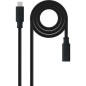Cable Alargador USB Tipo-C 3-2 Nanocable 10-01-4501- USB Tipo-C Macho - USB Tipo-C Hembra- 1m- Negro