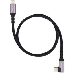 Cable USB 3-2 Tipo-C Acodado Nanocable 10-01-4702- USB Tipo-C Macho - USB Tipo-C Macho- Hasta 100W- 10Gbps- 2m- Negro