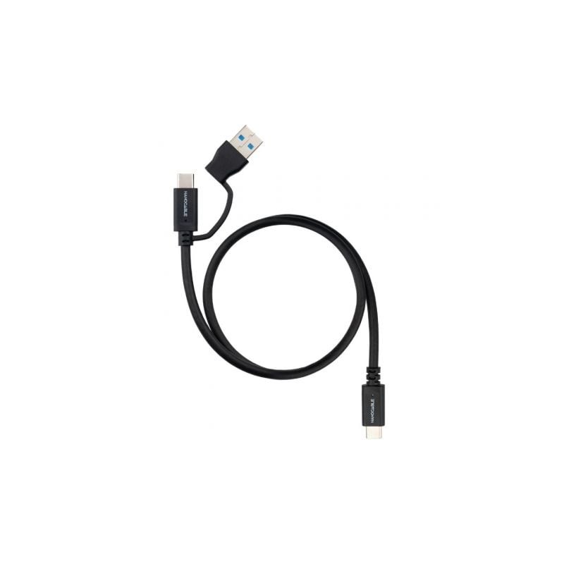 Cable USB 3-2 Tipo-C Nanocable 10-01-4803- USB Tipo-C Macho- USB Macho - USB Tipo-C Macho- Hasta 60W- 10Gbps- 3m- Negro
