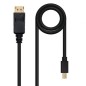 Cable Mini DisplayPort 1-2 4K Nanocable 10-15-2402- Mini DisplayPort Macho - DisplayPort Macho- 2m- Negro