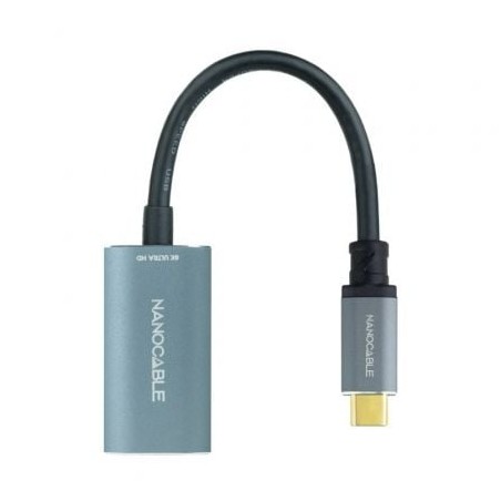 Conversor Nanocable 10-16-4104-G- USB Tipo-C Macho - DisplayPort Hembra- 15cm- Gris