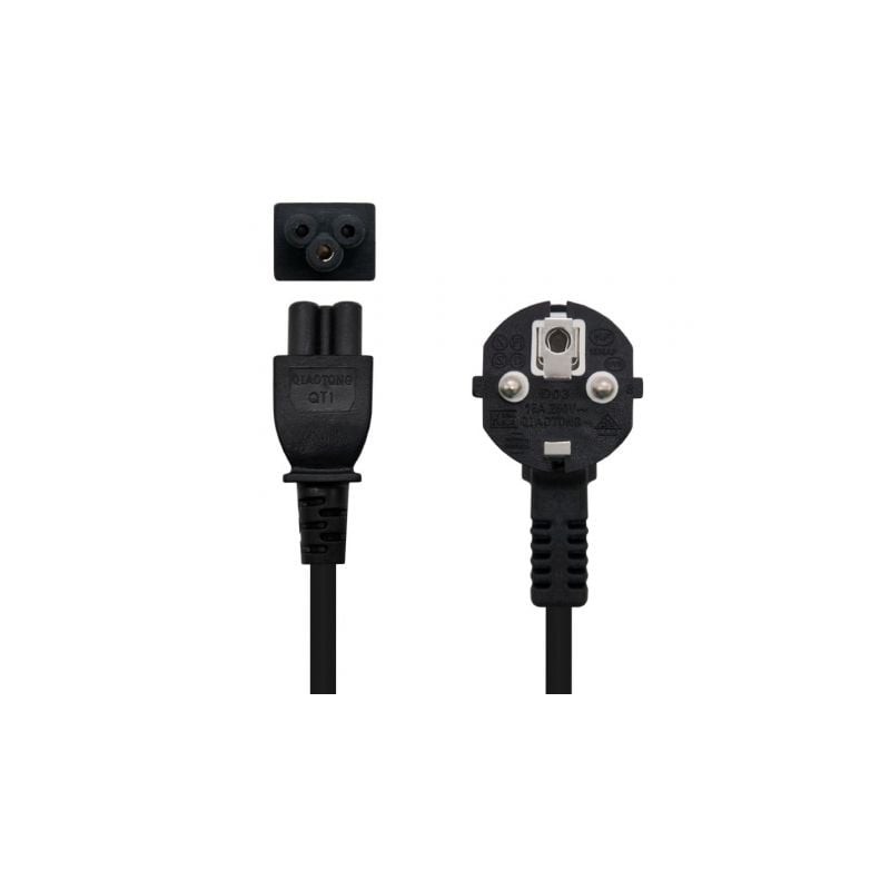 Cable Alimentación Trébol Nanocable 10-22-0302-L200- Schuko Macho - C5 Hembra- 2m- Negro