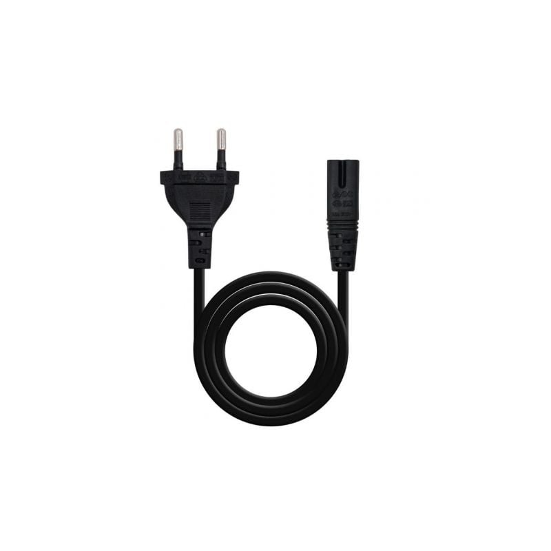 Cable Alimentación Forma 8 Nanocable 10-22-0402-L200- CEE7-16 Macho - C7 Hembra- 2m- Negro