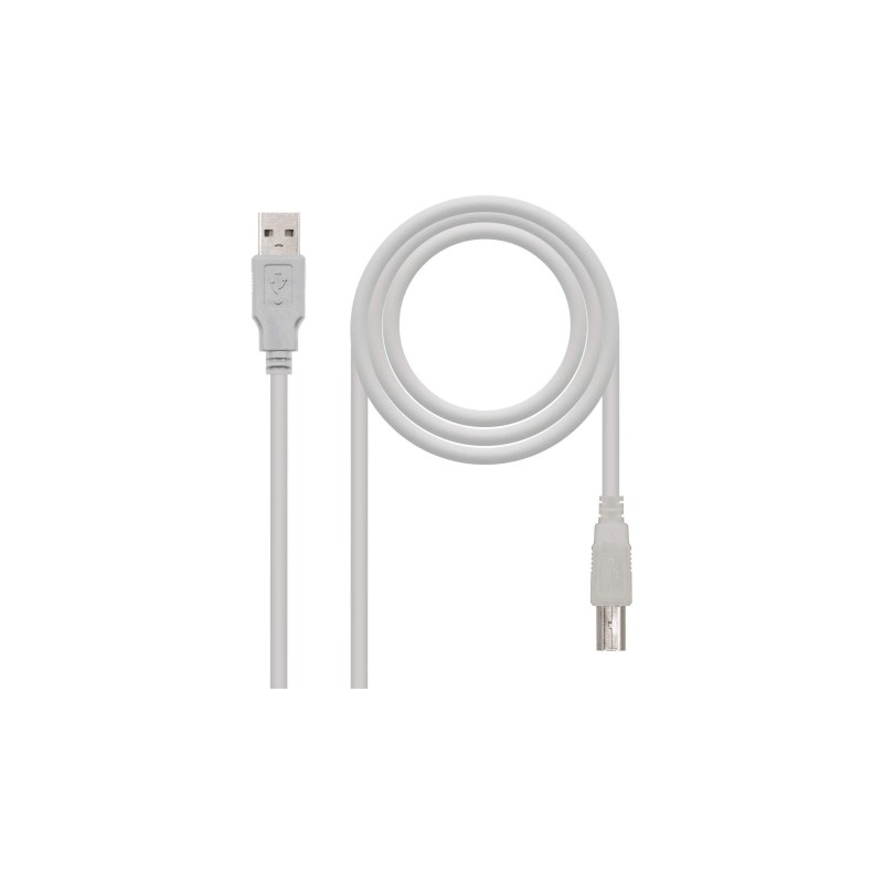 Cable USB 2-0 Impresora Nanocable 10-01-0103- USB Tipo-B Macho - USB Macho- 1-8m- Beige