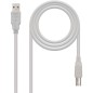 Cable USB 2-0 Impresora Nanocable 10-01-0103- USB Tipo-B Macho - USB Macho- 1-8m- Beige