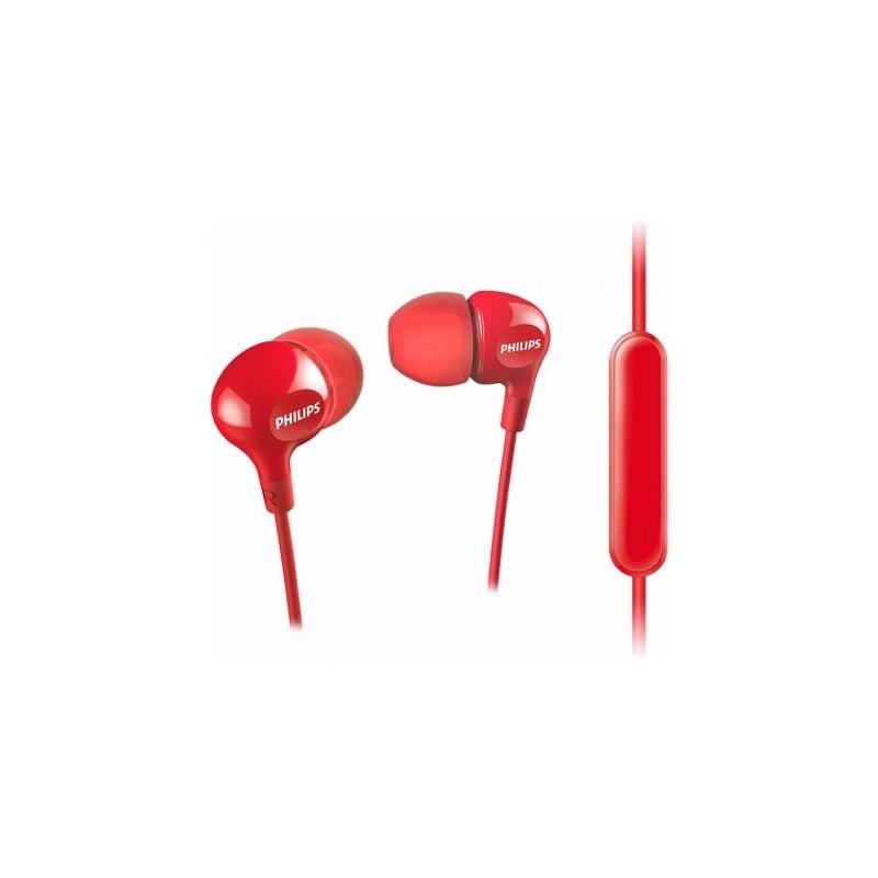 Auriculares Intrauditivos Philips SHE3555- con Micrófono- Jack 3-5- Rojos