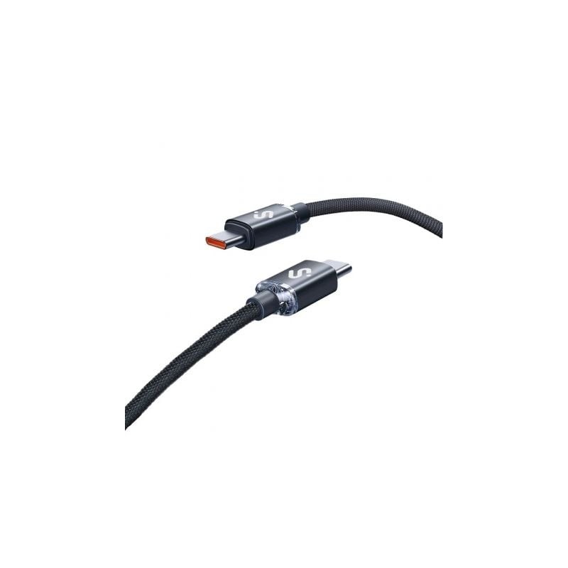 Cable USB 2-0 Tipo-C Subblim Optimus- USB Tipo-C Macho - USB Tipo-C Macho- Hasta 60W- 480Mbps- 1m- Negro