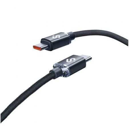 Cable USB 2-0 Tipo-C Subblim Optimus- USB Tipo-C Macho - USB Tipo-C Macho- Hasta 60W- 480Mbps- 1m- Negro