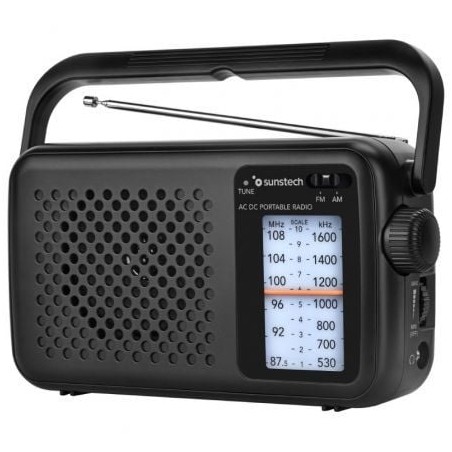 Radio Portátil Sunstech RPS760- con Cable- a Pilas- Negra