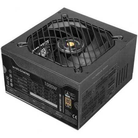 Fuente de Alimentación Mars Gaming MPB1000SIM- 1000W- Ventilador 14cm- ATX 3-1- PCIe 5-1- 80 Plus Gold