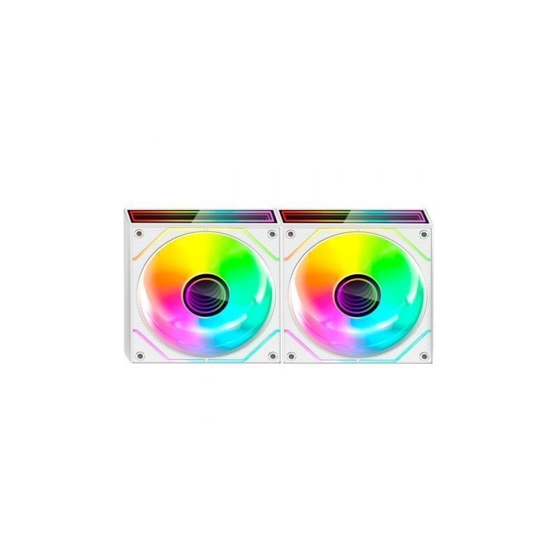 Pack 2 Ventiladores Mars Gaming MF-3DPROX2R- 12cm- ARGB- Blancos