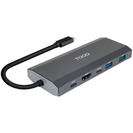 Docking-Caja Externa USB Tipo-C TooQ TQE-2241G- Ranura SSD M-2- 1xHDMI- 2xUSB- 1xUSB Tipo-C- 1xLector Tarjetas- 1xUSB Tipo-C PD