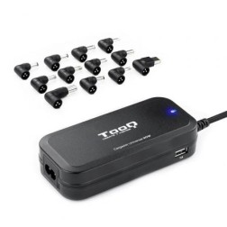Cargador de Portátil TooQ TQLC-90BS02AT- 90W- 2xUSB- Automático- 12 Conectores- Voltaje 12-20V