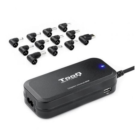 Cargador de Portátil TooQ TQLC-90BS02AT- 90W- 2xUSB- Automático- 12 Conectores- Voltaje 12-20V