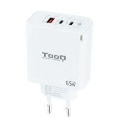 Cargador de Pared GaN TooQ TQWC-GANQC2PD65WT- 2xUSB Tipo-C- 1xUSB- 65W