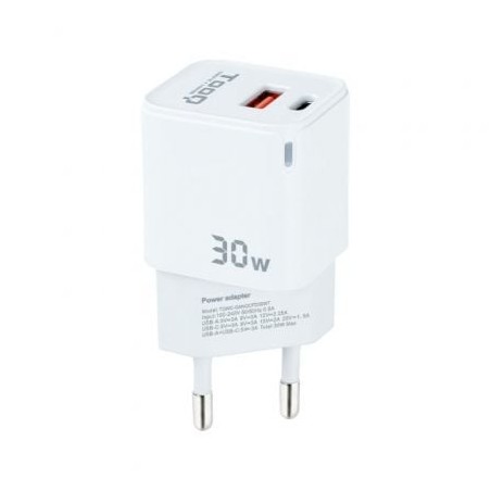 CARGADOR DE PARED TOOQ GAN USB-C PD USB-A QC 30W