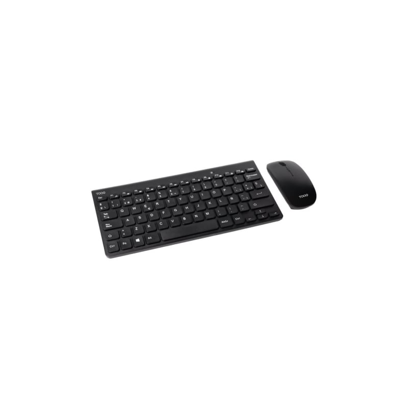 TooQ Teclado compacto + Ratón slim inalámbrico, Negro