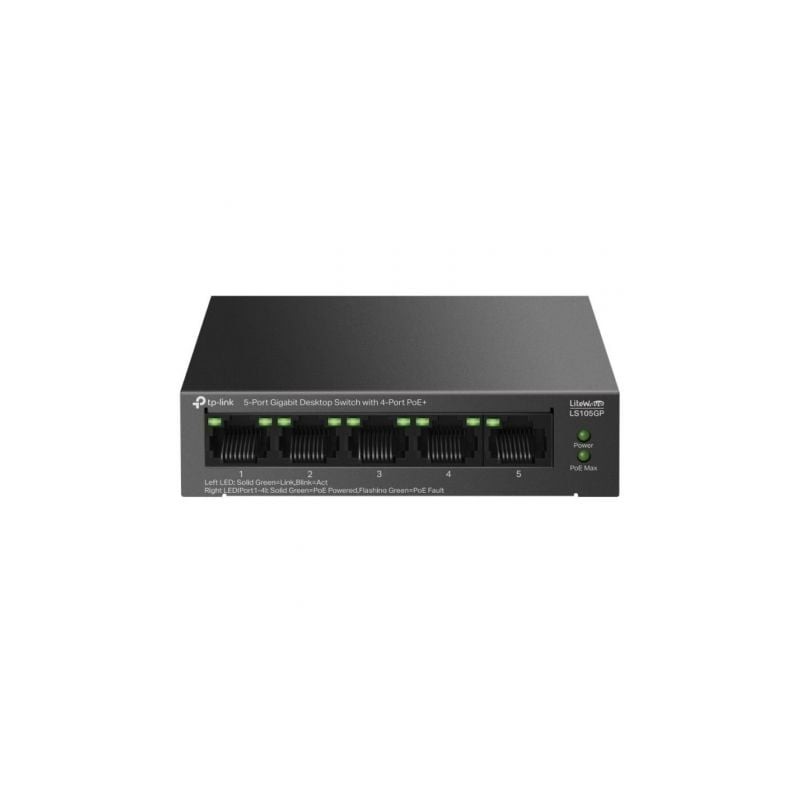 SWITCH TP-LINK LS105GP 5 PUERTOS GIGA CON 4 PUERTOS POE+