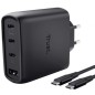 Cargador de Pared GaN Trust Maxo 65W 26067- 3xUSB Tipo-C- 1xUSB- Incluye Cable USB Tipo-C- 65W