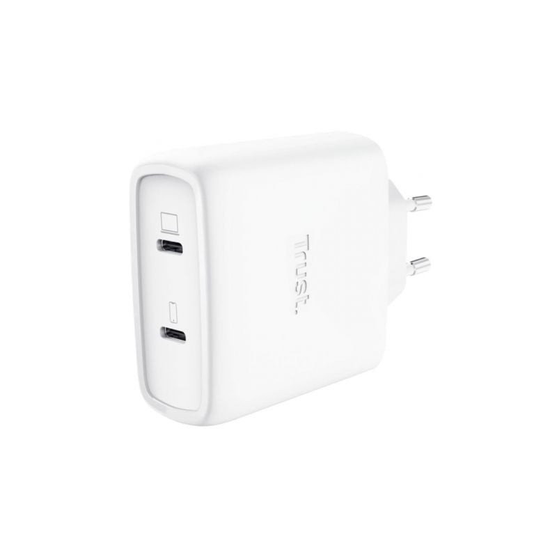 Cargador de Pared GaN Trust Maxo 65W 25526- 2xUSB Tipo-C- Incluye Cable USB Tipo-C- 65W