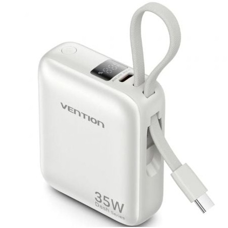 Powerbank 10000mAh Vention FHEN0- 35W- Beige- Incluye Cable USB Tipo-C
