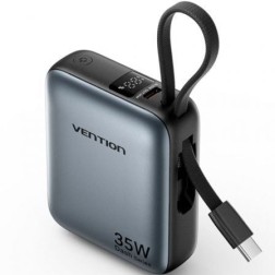 Powerbank 10000mAh Vention FHFH0- 35W- Gris- Incluye Cable USB Tipo-C