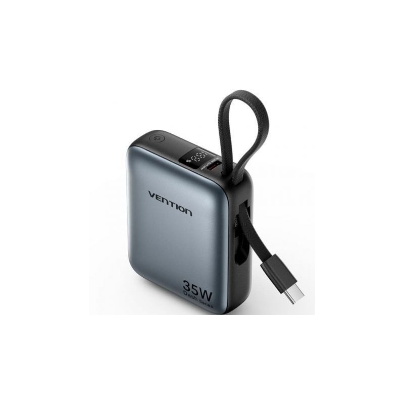 Powerbank 10000mAh Vention FHFH0- 35W- Gris- Incluye Cable USB Tipo-C