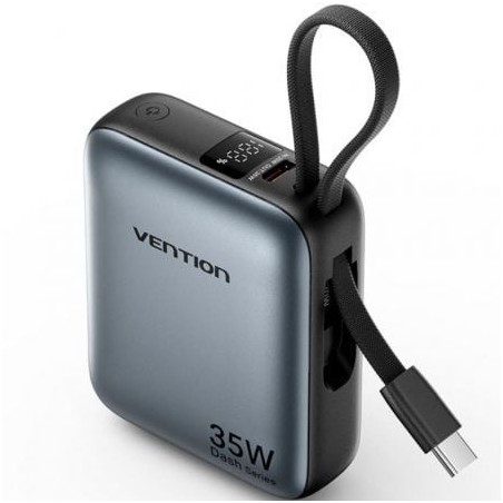 Powerbank 10000mAh Vention FHFH0- 35W- Gris- Incluye Cable USB Tipo-C