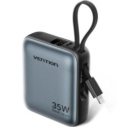 Powerbank 10000mAh Vention FHFN0- 35W- Gris- Incluye Cable USB TIpo-C y Lightning
