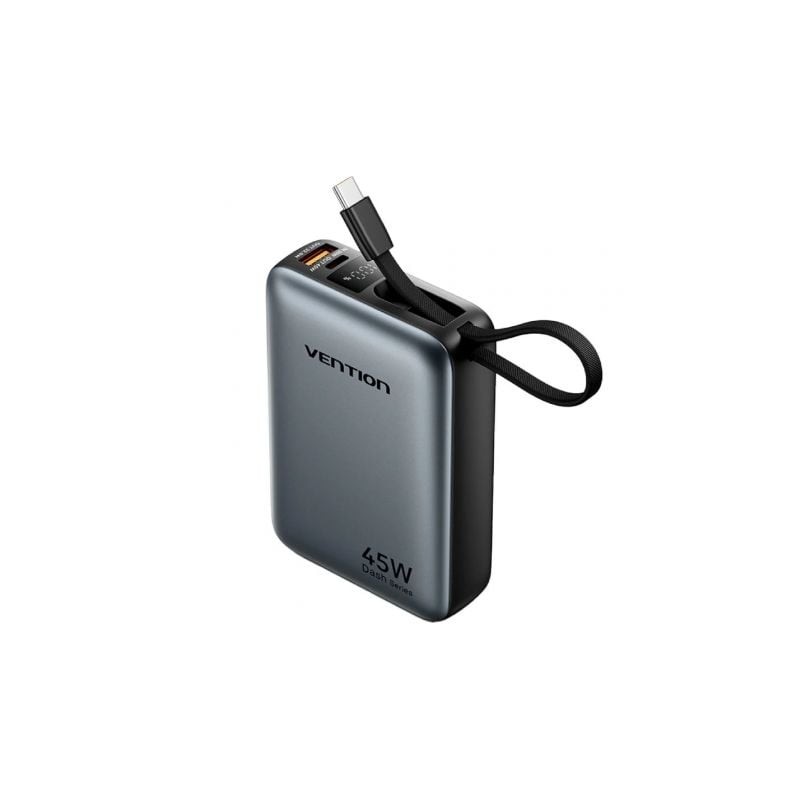 Powerbank 20000mAh Vention FHGH0- 45W- Gris- Incluye Cable USB Tipo-C