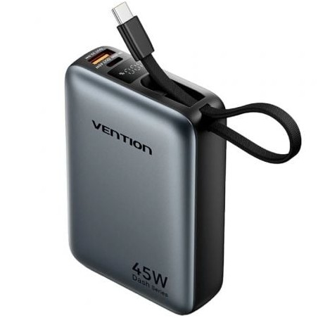 Powerbank 20000mAh Vention FHGH0- 45W- Gris- Incluye Cable USB Tipo-C