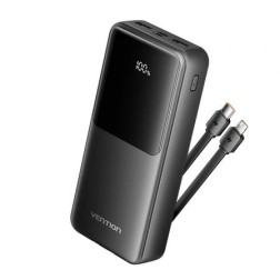Powerbank 20000mAh Vention FHPB0- 22-5W- Negra- Incluye Cable USB Tipo-C y Lightning