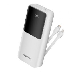 Powerbank 20000mAh Vention FHPW0- 22-5W- Blanca- Incluye Cable USB Tipo-C y Lightning