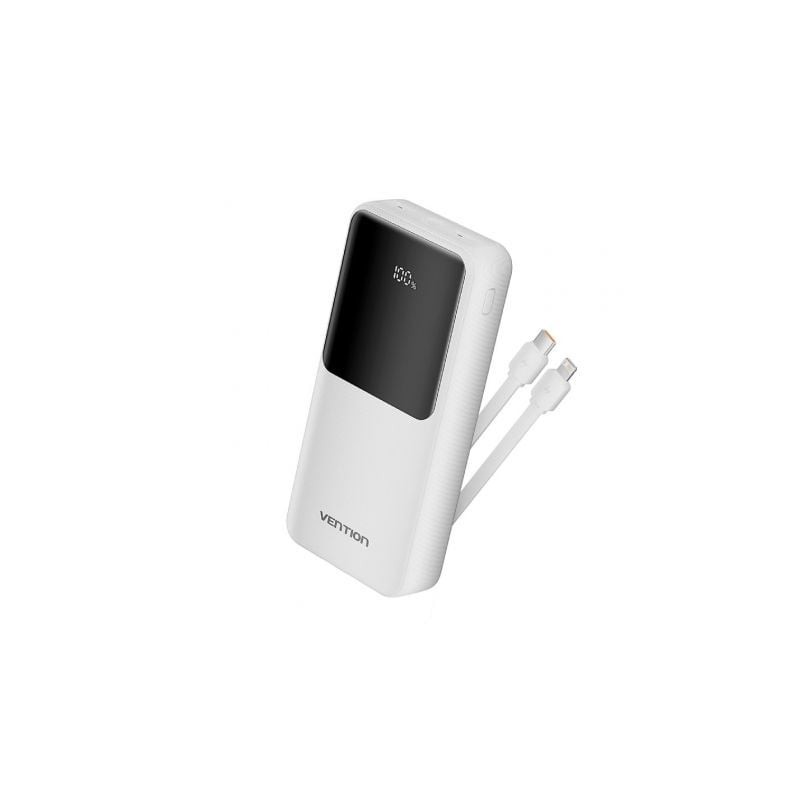 Powerbank 20000mAh Vention FHPW0- 22-5W- Blanca- Incluye Cable USB Tipo-C y Lightning